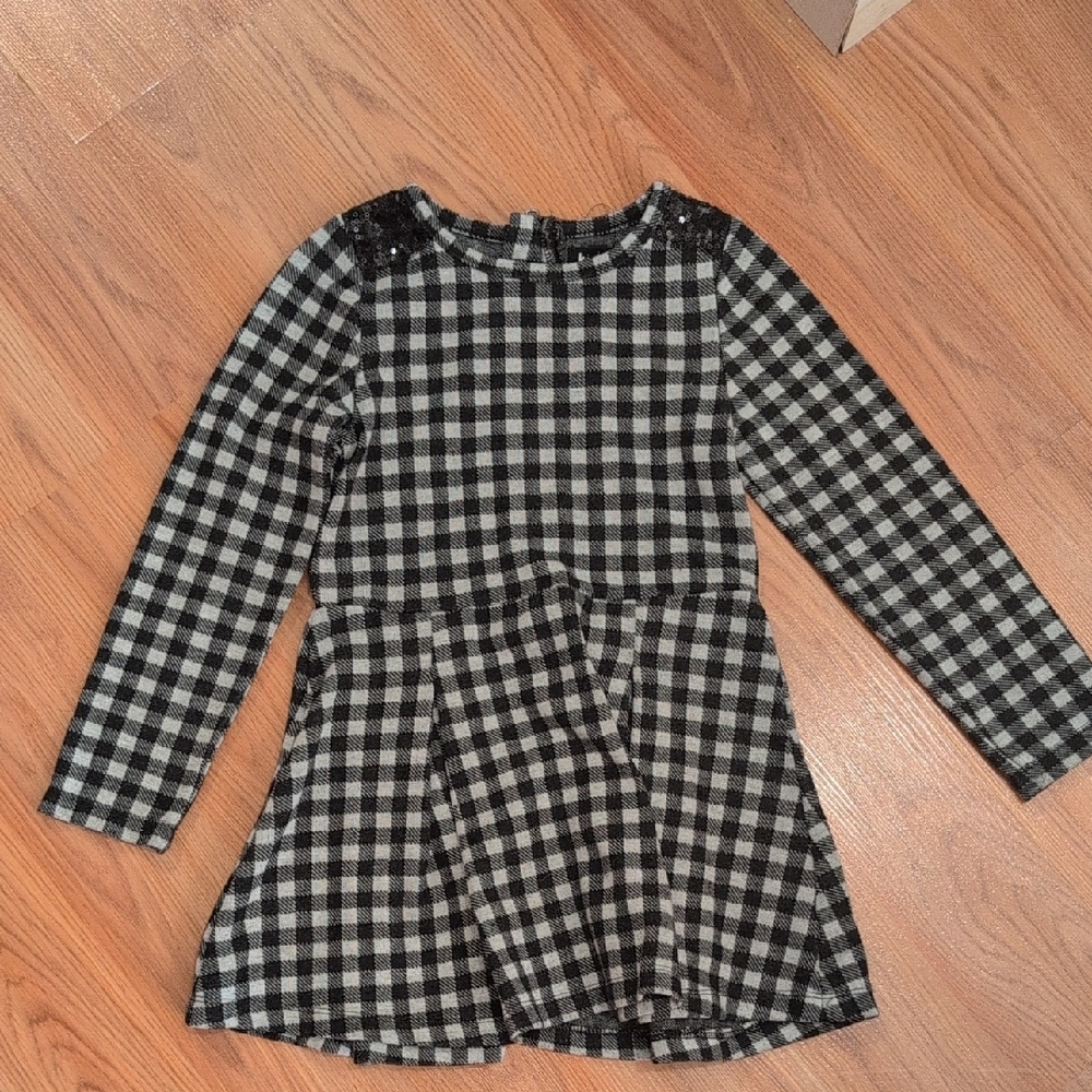 kidpik Black and White Plaid Kids Dress